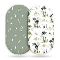 GRSSDER stretchy bassinet sheet close-up shows soft jersey fabric for comfort