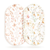 GRSSDER stretchy bassinet sheet in blush floral print offers soft baby sleep surface