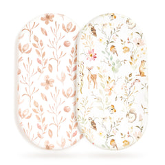 GRSSDER stretchy bassinet sheet in blush floral print offers soft baby sleep surface
