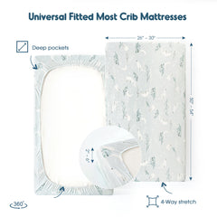 GRSSDER crib sheets sized 52x28x8 inches fit standard cribs.