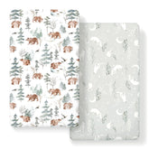 GRSSDER stretchy crib sheets with bear and wolf print for cozy nursery mood.