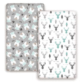 GRSSDER stretchy crib sheets two-pack shown in front view with a soft, snug fit.