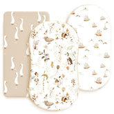GRSSDER stretchy ultra-soft bassinet sheet fabric close-up shows breathable tee-shirt feel for baby comfort.