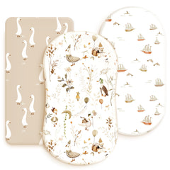 GRSSDER stretchy ultra-soft bassinet sheet fabric close-up shows breathable tee-shirt feel for baby comfort.