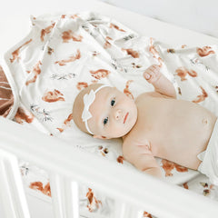 GRSSDER swaddle blanket folded to show generous 34x44 size for versatility