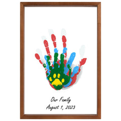 Guanshiya baby handprint kit in use with brushes and marker