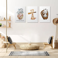 GUBIYU baseball wall art nursery decor in framed canvas for a playful nursery.