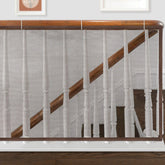Gudui baby safety stair-railing net in brown, closeup of durable, breathable mesh for child protection.