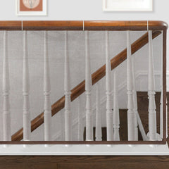 Gudui baby safety stair-railing net in brown, closeup of durable, breathable mesh for child protection.