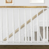 Gudui Banister Guard mesh-on-stair view shows breathable kid-safe barrier