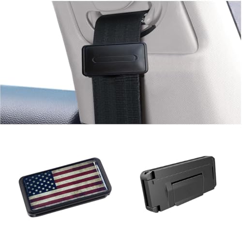 GUIILAN American Flag Seat Belt Adjuster front view, compact comfort booster for shoulder strap.