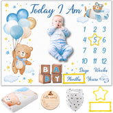 Guiqulai bear milestone blanket photo backdrop for adorable newborn growth memories
