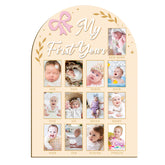 Guiqulai My First Year photo frame showing 12 month spaces for baby milestones and memories