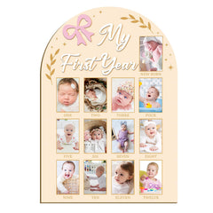 Guiqulai My First Year photo frame showing 12 month spaces for baby milestones and memories