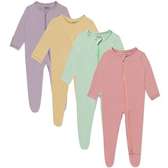 GUISBY 4-Pack baby sleepers fold-over mittens to prevent scratching and keep hands warm.