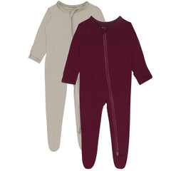 GUISBY baby pajamas maroon-oatmeal with buttery-soft fabric gentle on delicate skin