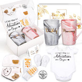 Guiseapue gender reveal gift box with baby essentials for expecting parents.