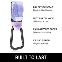 Gukeniu stroller hooks closeup shows adjustable Velcro strap fit.