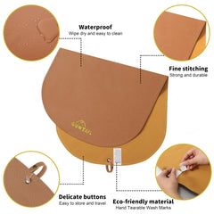 GUNTAIL changing mat in coffee color complements travel gear and home use.