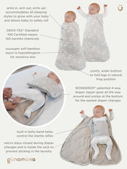 GUNAMUNA Swaddle Sleep Sack Woof zipper demonstration for easy diaper changes without full unwrap