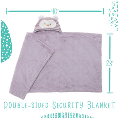 GUND Lil’ Luvs Quinn Owl blanket with plush ears closeup highlighting soft, comforting texture.