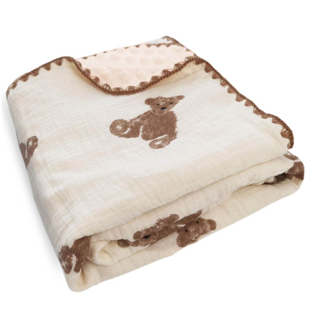 Gunnaicat baby blanket with bear pattern offers cozy double-layer warmth