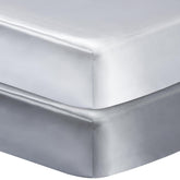 GUNTAIL Silk Crib Sheets fit 52x28 with secure 7in pocket.