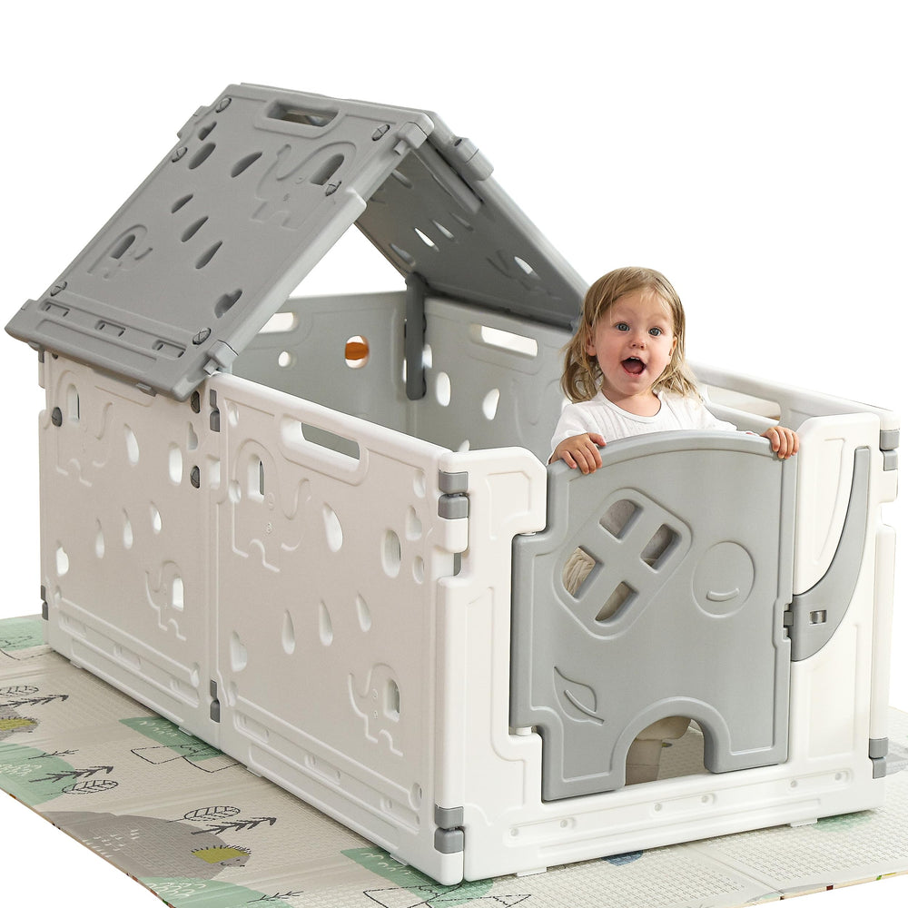 Gupamiga baby playpen assembly setup shows quick, safe setup for busy parents.