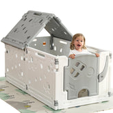 Gupamiga baby playpen assembly setup shows quick, safe setup for busy parents.