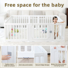 Gupamiga Playpen used indoors with bright colors attracting baby’s attention.