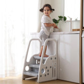 Gupamiga toddler step stool gray front view helps reach counters safely.
