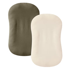 Guruixu muslin baby lounger cover in dark olive; soft, breathable fabric for baby comfort.