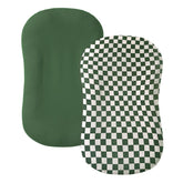 Guruixu Muslin baby lounger cover olive check closeup shows breathable fabric for baby comfort