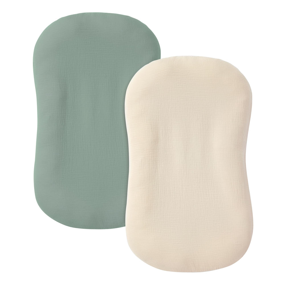 Guruixu muslin baby lounger cover roman-green close-up breathable cotton texture