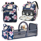 GurZinn diaper bag backpack changing-station foldable blue offers on-the-go diaper changes.