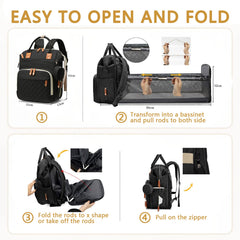 GurZinn diaper bag backpack showing organized pockets for essentials