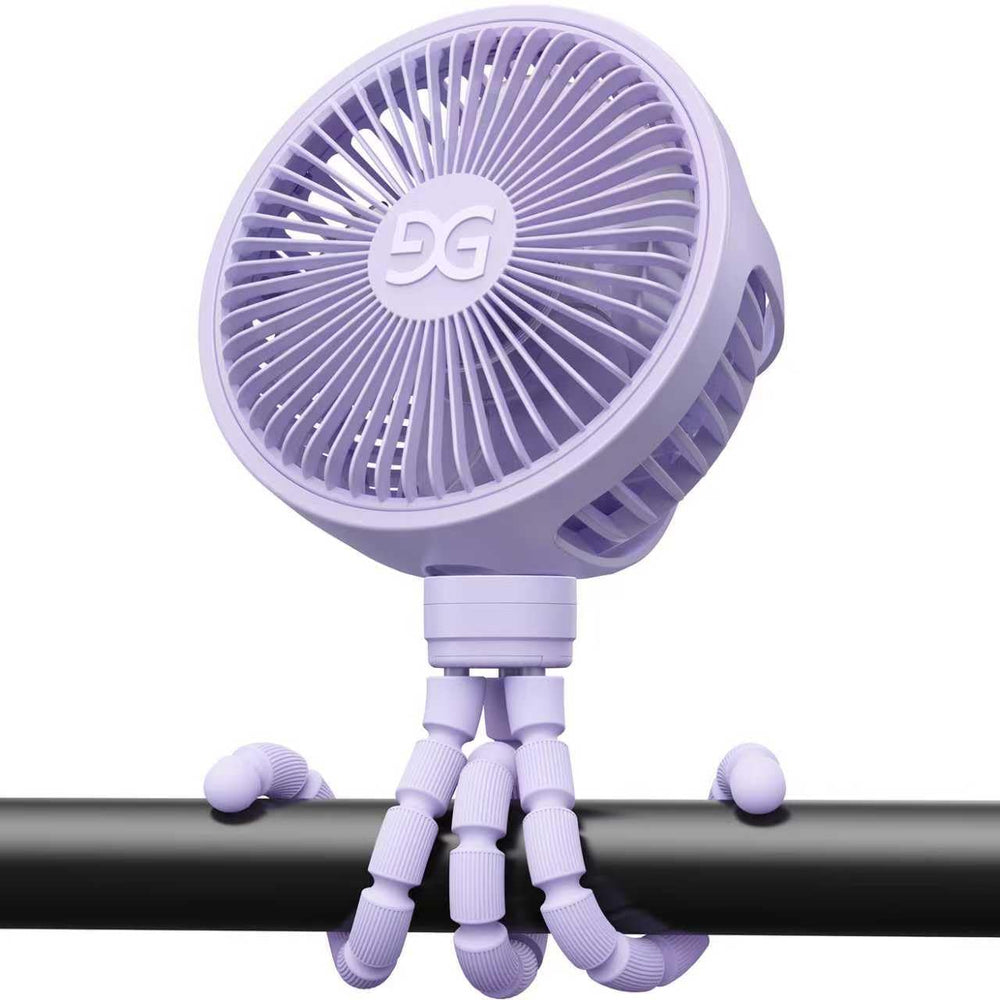 GUSGU stroller fan clip-on shows baby-friendly safety design for on-the-go cooling.