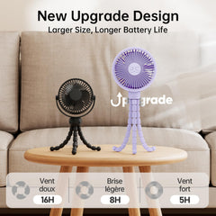 GUSGU fan delivers long battery life across multiple speeds for travel days.