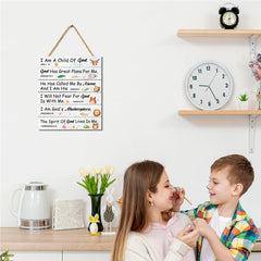 Gwisml I am a Child of God plaque hanging mount shows easy wall decor installation