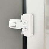 GXXFXT fridge lock close-up demonstrates secure latching for childproofing.