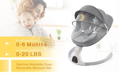 GYARING baby swing grey music panel highlights built-in lullabies for calm naps