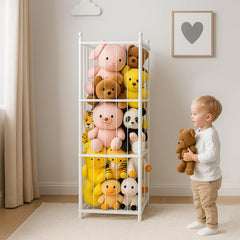 GZQXHOME stuffed animal storage wooden holder assembled for tidy nursery organization.