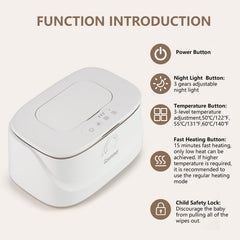 Gzummer baby wipe warmer at night light mode provides gentle illumination for late-night diaper tasks.