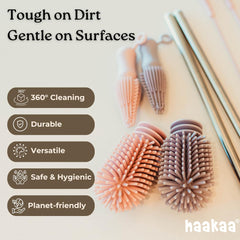 Haakaa angled-tip brush reaches tight corners for thorough bottle cleaning