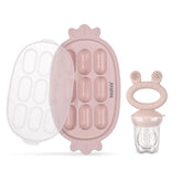 Haakaa baby fruit feeder pouch closeup, showcasing safe, small pieces for gentle feeding.