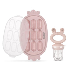 Haakaa baby fruit feeder pouch closeup, showcasing safe, small pieces for gentle feeding.