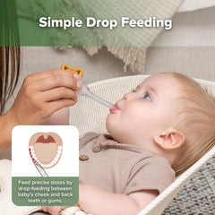haakaa Baby Medicine Dispenser Set one-handed use enables quick feeding with baby in arms.