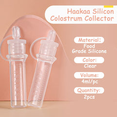 haakaa colostrum collector nib suction illustrates gentle suction for efficient collection.