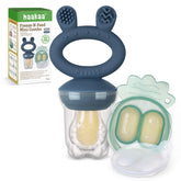 Haakaa fruit food feeder front view shows self-feeding design for independent eating.