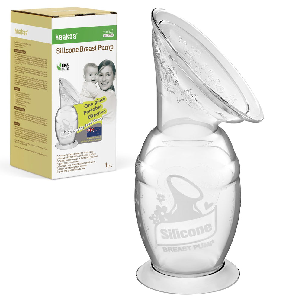 haakaa Gen2 manual breast pump shows compact design ideal for travel and on-the-go pumping.